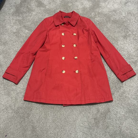 Lauren Ralph Lauren Red Nautical Pea Coat Jacket Anchor Buttons Size XL - Picture 1 of 5